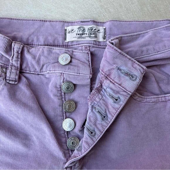 Free People Purple Corduroy Button Fly  Women Size 26 - Picture 7 of 8